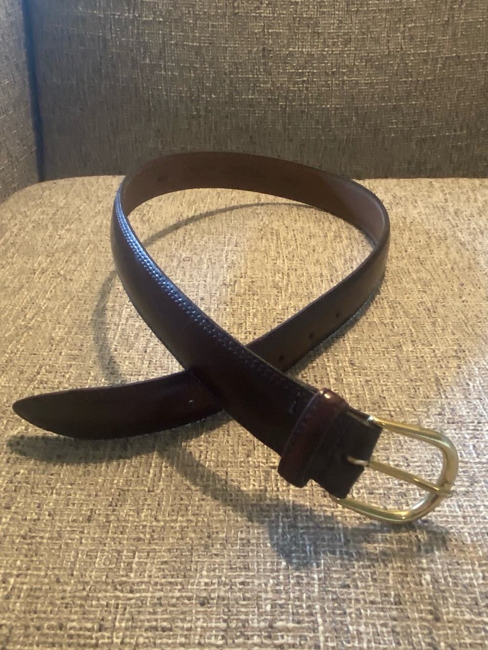 Alexander Julian Colours 1990’s VintageMen's Brown Leather Belt with Gold Buckle